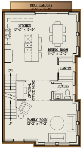 Brooks Estate Old Town floor plan layout - new construction townhome